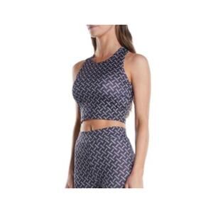 Kappa Womens Authentic Teknas Black White Slim Fit Racerback Crop Top Medium NWT